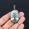 Tree Of Life Larimar Gemstone Pure Copper Wire Wrapped Handmade Pendant Jewelry For Her