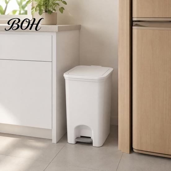 White And Gray Trash Can Pedal Can, with Dual-mode Lid, Easy Access Garbage Household Foot Operated Bin Odor-proof Slim Solid Color Waste Basket, for