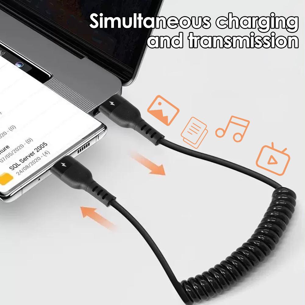 PD 60W быстрая зарядка пружинный USB C к Type C кабель для iPhone 15 Pro Max Samsung Xiaomi телефон автомобильное зарядное устройство кабели Type-C
