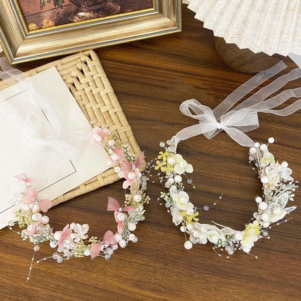 Bohemia Style Girls Garland Simulation Flower Flower Headdress Butterfly Fairy Hair Hoop  Women