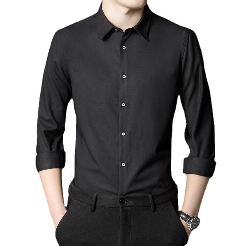 Мужская стрейч-рубашка с длинным рукавом из бамбукового волокна – Не требующая глажки, Многоцветная, Повседневная деловая одежда