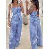 European and American Fashion Street Stripe Personalized Tube Top Strapless Sleeveless Set Striped Strapless Suit