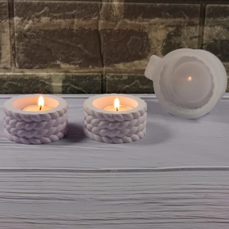 Braided Cord Silicone Candlestick Molds for Epoxy Resin Candle Stand Woven Rope Textured Silicone Tealight Holder Molds