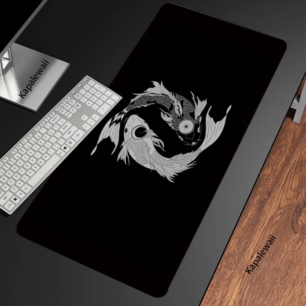 Japanese Koi Pc Gamer Mouse Pad Locking Edge Gaming Mousepad XXL Large Rubber Desk Mat Notebook Keyboard Pads Speed Mouse Mat