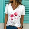Summer Women Short Sleeve V-neck Oversized T-Shirt for Women White Fashion Ladies T-shirt 3d Dragonfly Print Top Casual Clothes