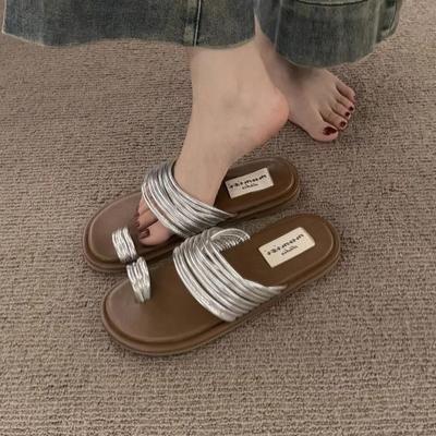 Тапочки в стиле ретро, женская летняя одежда, новая французская ниша, сказочный ветер, отпуск, пляж, мягкие плоские сандалии