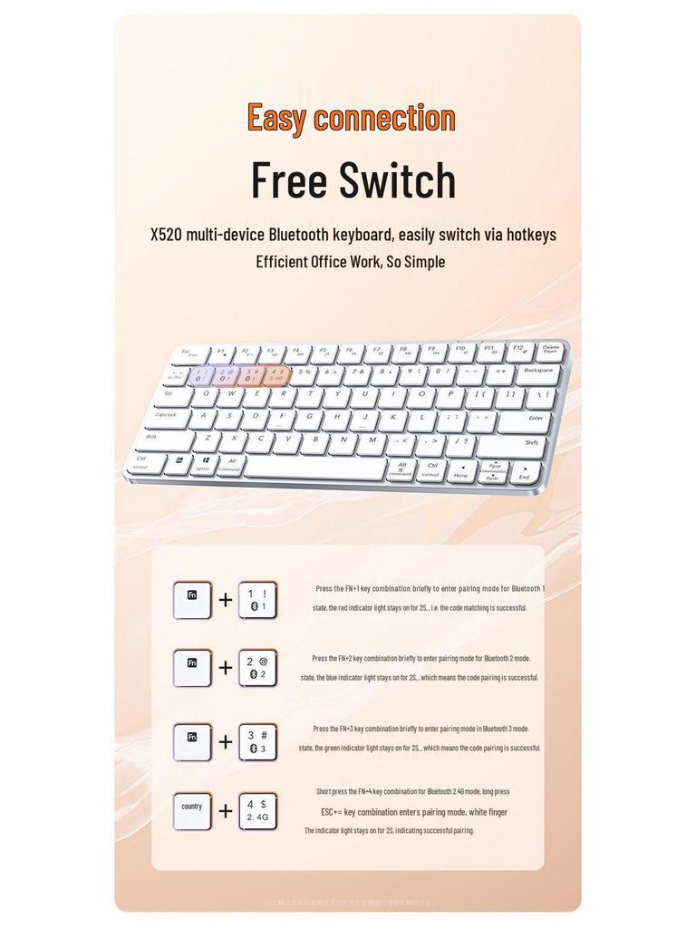 Бесшумная Легкая Беспроводная Bluetooth-клавиатура с Тачпадом для Планшетов и Ноутбуков