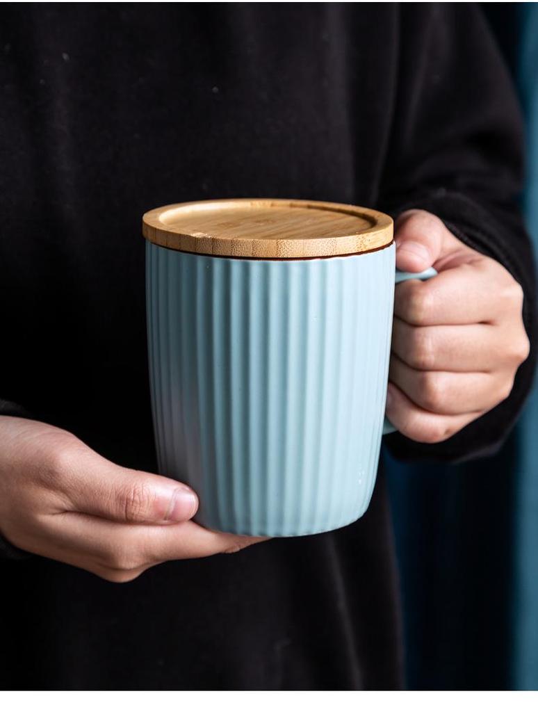Скандинавская керамическая кружка с крышкой - Большая вместимость, креативная чашка для чая