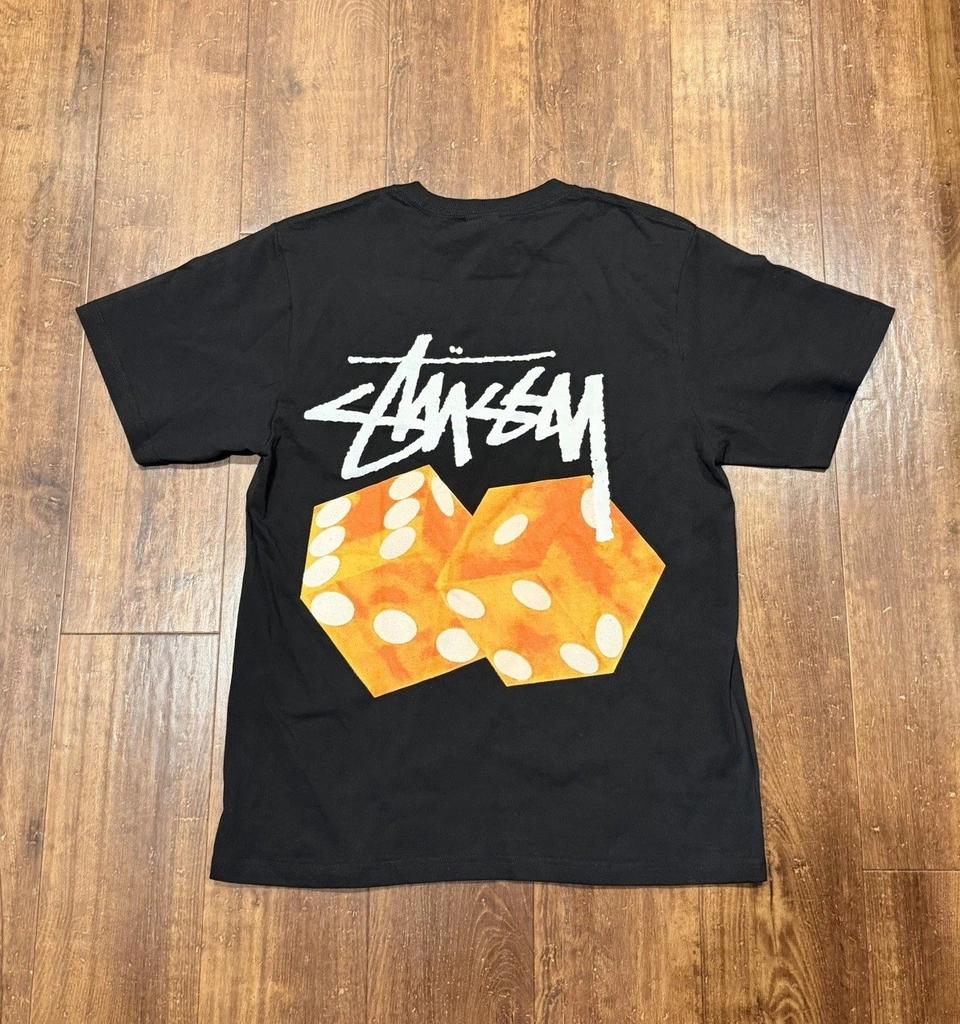 Футболка Stussy с логотипом-игральными костями Черно-оранжевая Размер S Унисекс