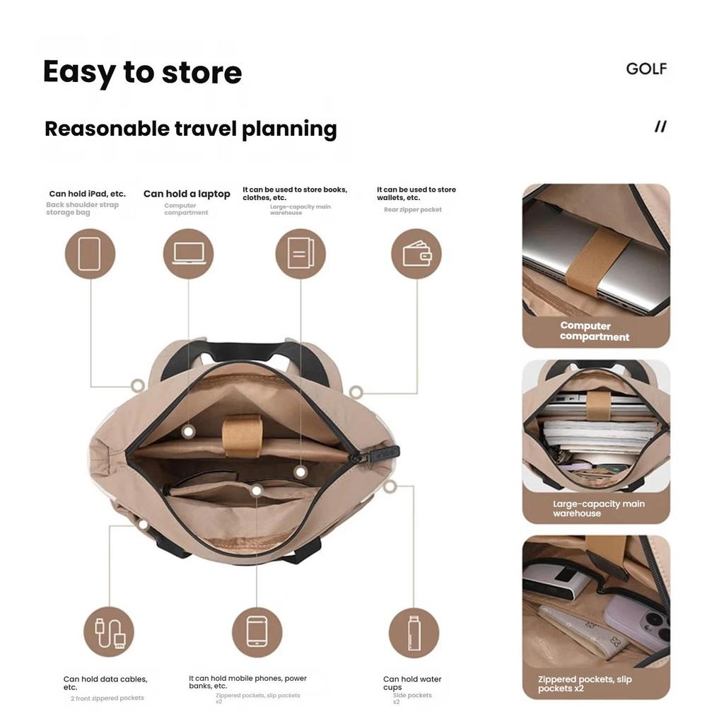GOLF Lightweight Women's Backpack Laptop Bag 14/16 Inch Notebook Backpack Student School Bag Travel Shoulder Tote Bag