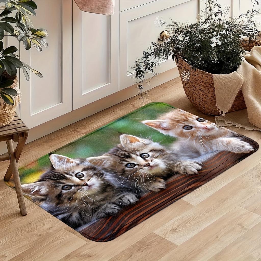 1Pcs Anti Fatigue Kitchen Rugs, Cute Cat Print Waterproof Non-Slip Thick Cushioned Kitchen Mat Heavy Duty Comfort Standing Mat for Kitchen