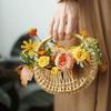 Gift With Handle Flower Basket Half Moon Willow Woven Rattan Basket Hand-held DIY Storage Basket Home Decoration