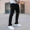Foot Open Zipper High Quality 4 Color Water Ripped Jeans Men'S Straight Trousers