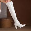Женские сапоги на высоком каблуке, осенние и зимние новые однотонные сапоги до колена в европейском и американском стиле на толстом каблуке