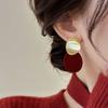 Ankola red asymmetric disc earrings niche unique velvet stud earrings new explosion premium earrings