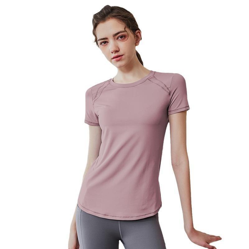 Женские свободные спортивные футболки для йоги Быстросохнущие дышащие фитнес-тренировки Йога Женская спортивная одежда Сетчатая строчка с короткими рукавами Спортивная футболка