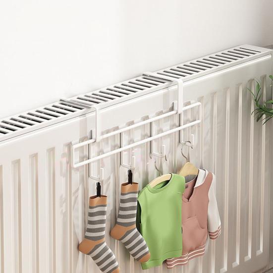 Крючок для хранения на радиаторе, большая грузоподъемность, несколько крючков, прочная металлическая конструкция, простая установка без сверления, держатель для сушки полотенец и носков