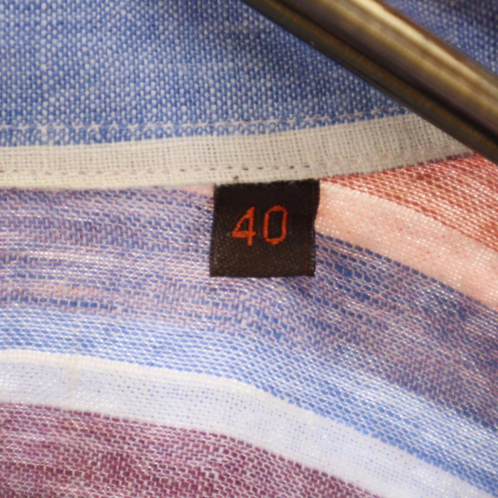 Etro Сделано в Италии Смесь льна Полосатый узор Рубашка с коротким рукавом на пуговицах Мужская Б/у