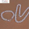 Trend Designer 925 Sterling Silver Classic Circle Chain Bracelet Necklace for Men Women Jewelry Set Fashion Party Gifts