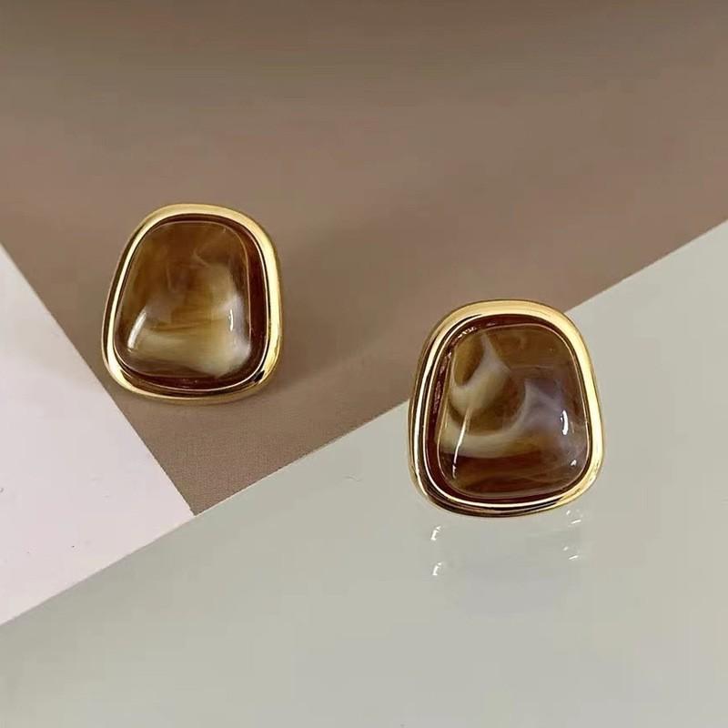 Винтажные круглые серьги-кольца с бусинами из тигрового глаза для женщин, модные золотистого цвета, застежка-гвоздик, вечерние украшения, оптовая продажа
