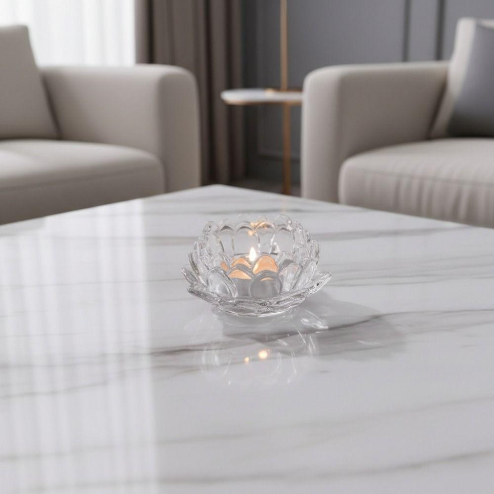 2Pcs Ins Glass Lotus Candle Holder Elegant Chinese Simple Candles Stand Wedding Decoration