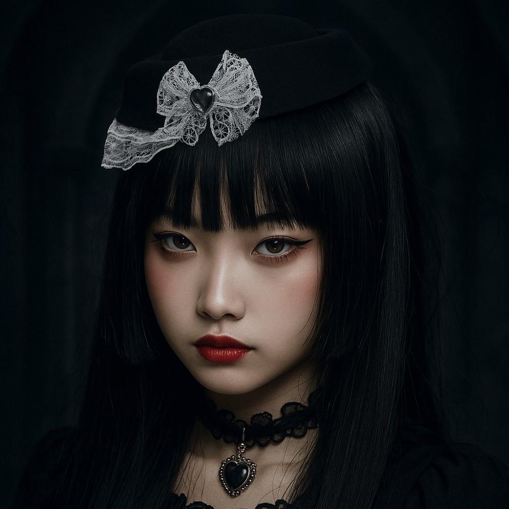 Exquisite Lace Billycock Hat Elegant Heart Crystal Round Hat Fashion Bow Pillbox Hat Party