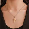 Rose Flower Cross Pendant Chain Necklace Jewelry Gift for Women Jewelry Gift