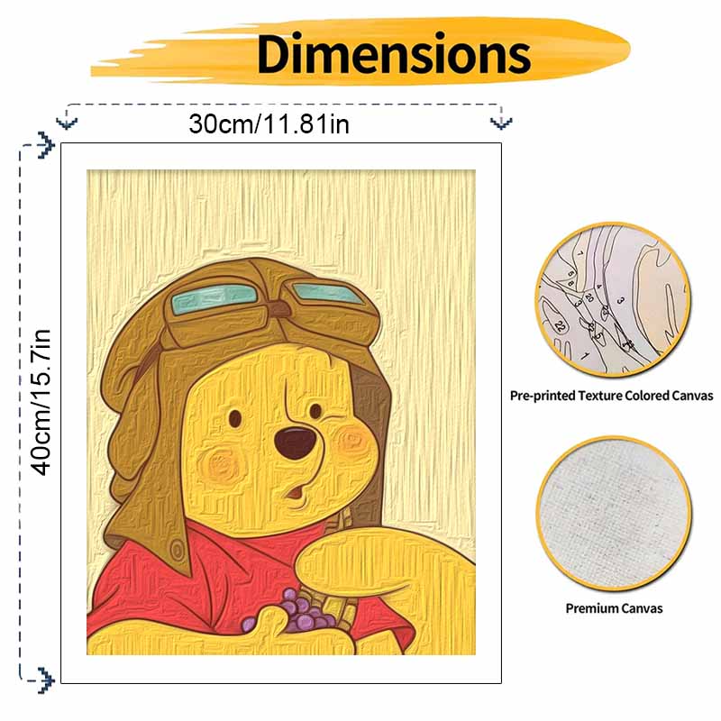 Disney Winnie The Pooh Aviator Paint By Number Kit Drawing Canvas DIY Picture Home Decor Painting Wall Art Craft Gift Set For Adult