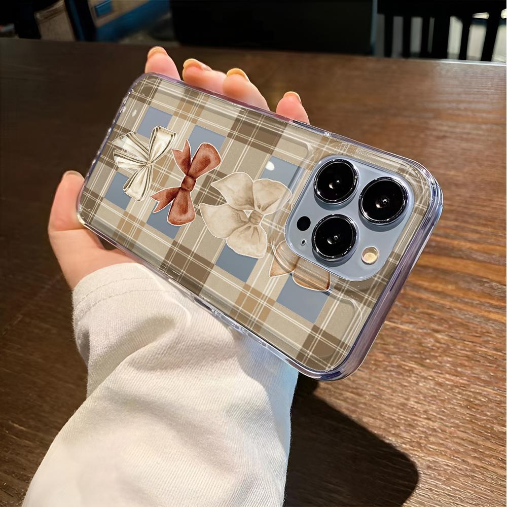 Клетчатый чехол-бампер для iPhone 17 16 15 14 13 12 11 Pro Max, противоударный, мягкий, чехол-обложка для телефона 13 Pro Max 15 16 17 Air