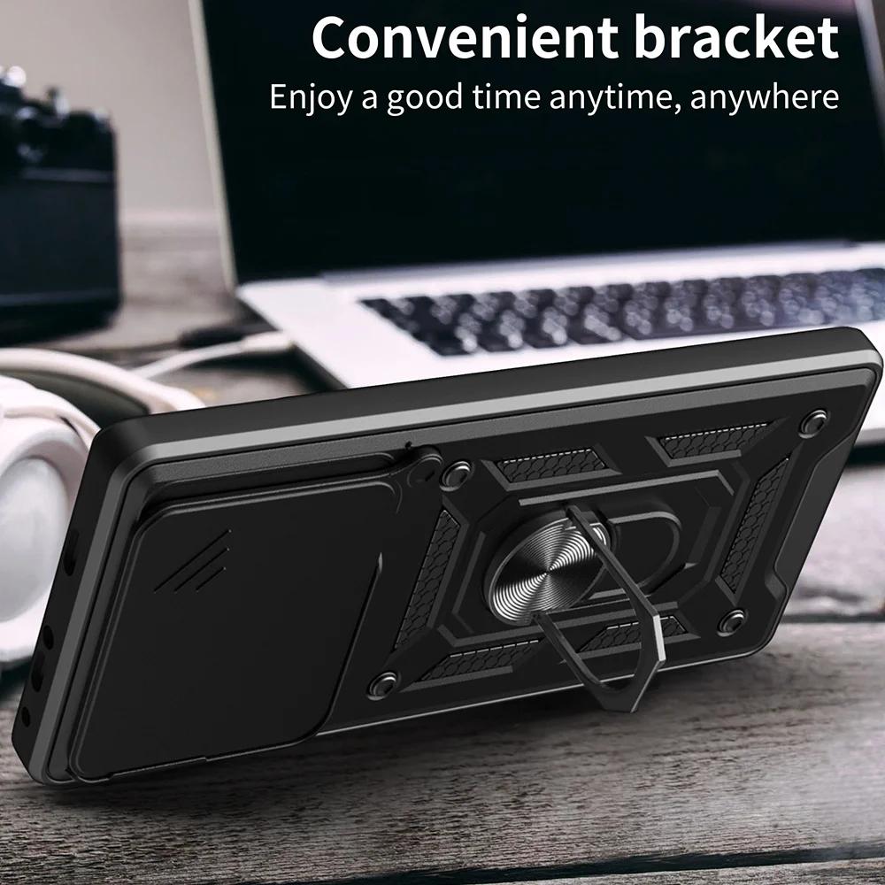 For Xiaomi 14T Pro 13T Redmi 14C 13C Note 14 Pro Plus 5G 13 POCO F6 X6 Pro C65 M6 Case Slide Camera Protect Stand Cover Funda