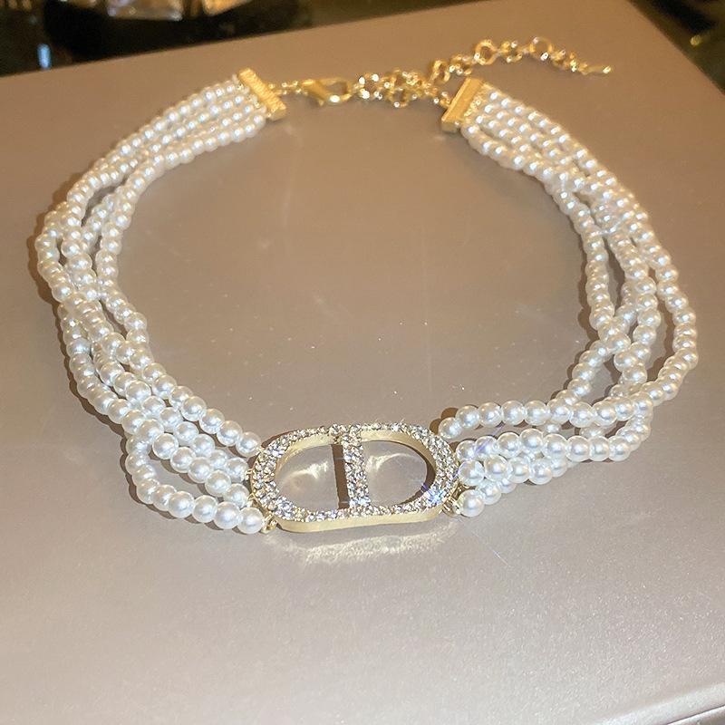 Французское ретро-колье с жемчужным цветком и надписью «Любовь», стильная цепочка на ключицу, подчеркивающая индивидуальность, украшение.