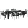 Garden Dining Set 7 pcs Black PE Rattan