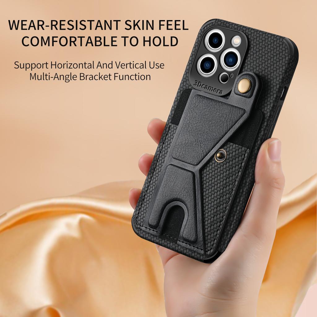 Магнитный кошелек-держатель для карт, чехол-подставка для iPhone 16 Pro Max 16e 13 11 12 14 15 Plus XR X XS, чехол-сумка, карманный чехол из углеродного волокна