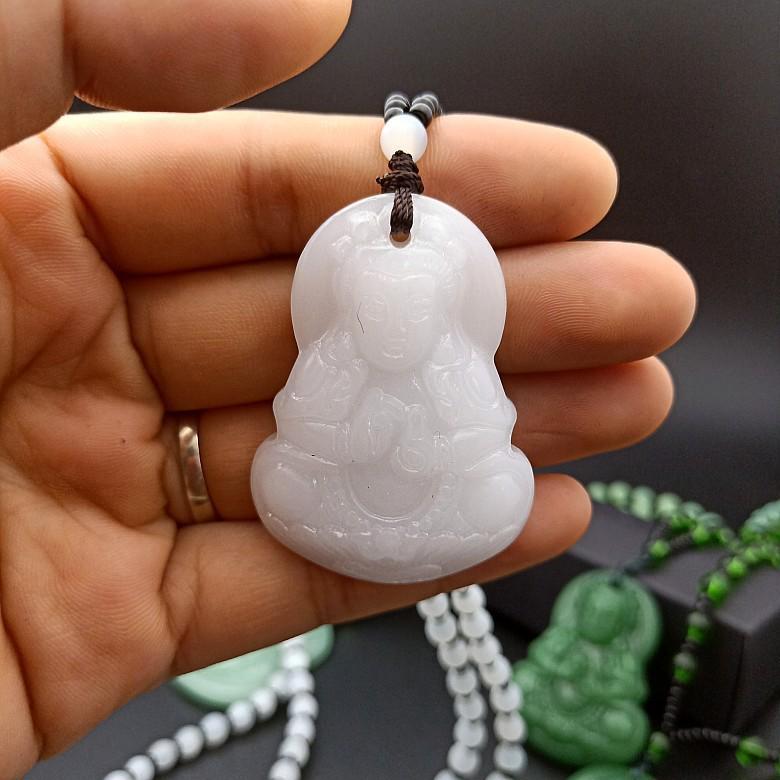 Ethnic Style Imitation Malachite Guanyin Buddha Sweater Chain Necklace for Men & Women