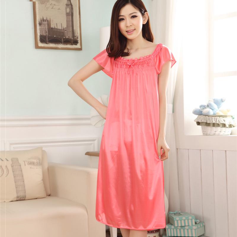 Women's Lace Ice Silk Nightdress & Short-Sleeve Pajama Set
