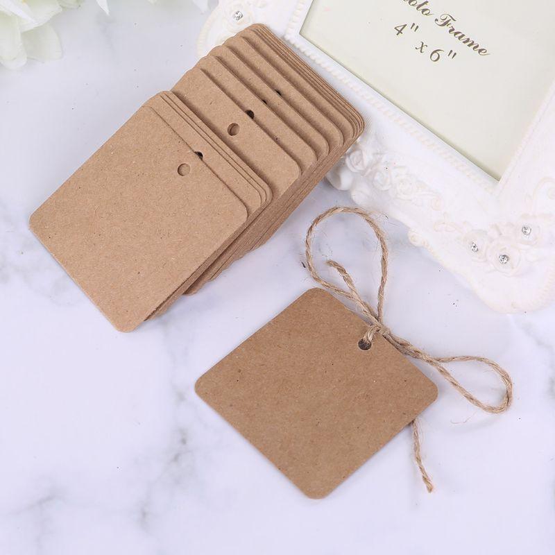 100pcs Blank Square Kraft Paper Gift Hang Tags Wedding Label Price Card Crafts top sale