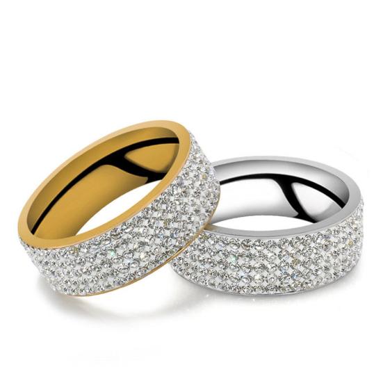 Унисекс Мужчины Женщины Стразы Пять Рядов Свадебное Инкрустированное Кольцо Костяшки Пары Кольцо