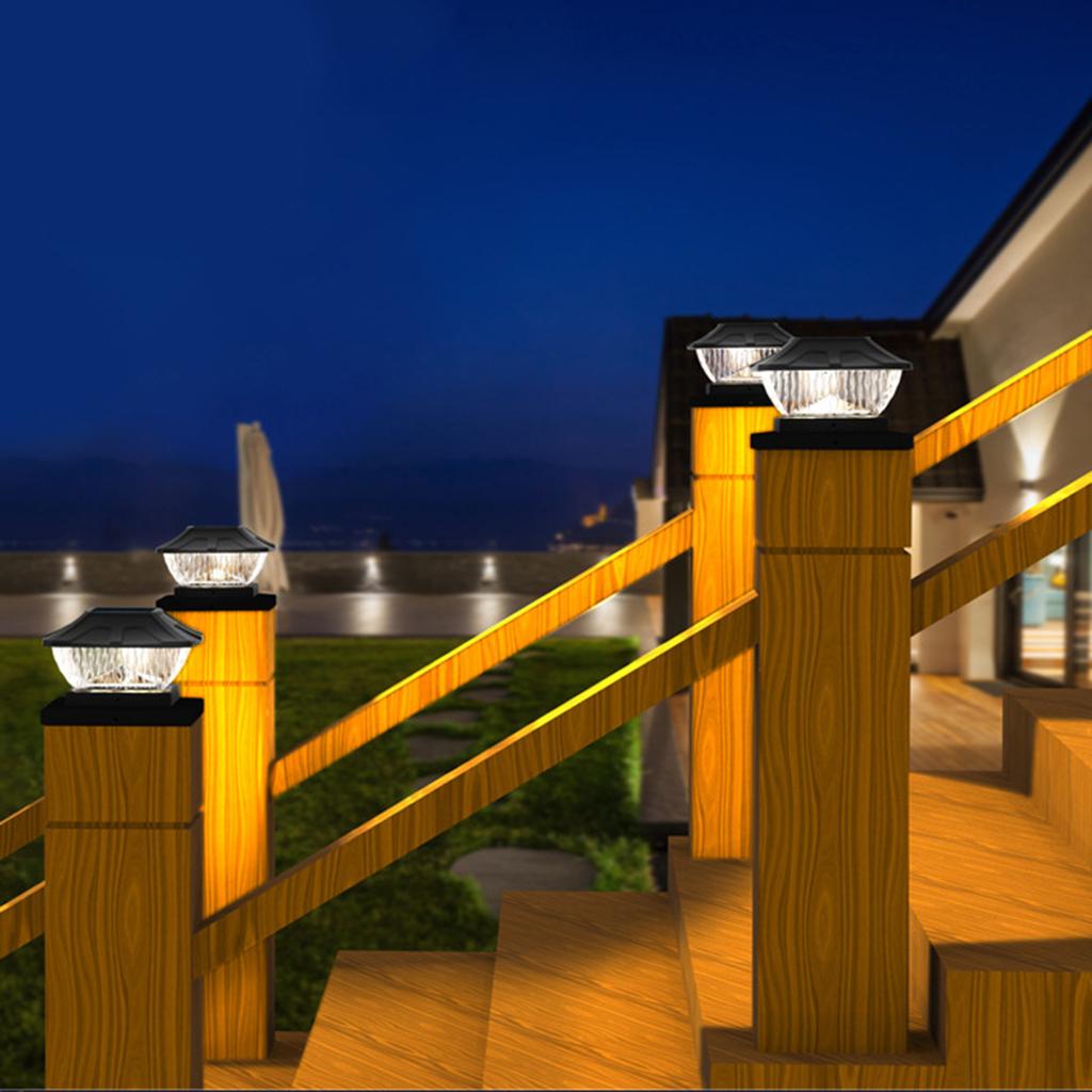 Outdoor Waterproof Solar Pillar Light Patio Garden Fence Gate Post Light 6X6 inch 600mAh Battery