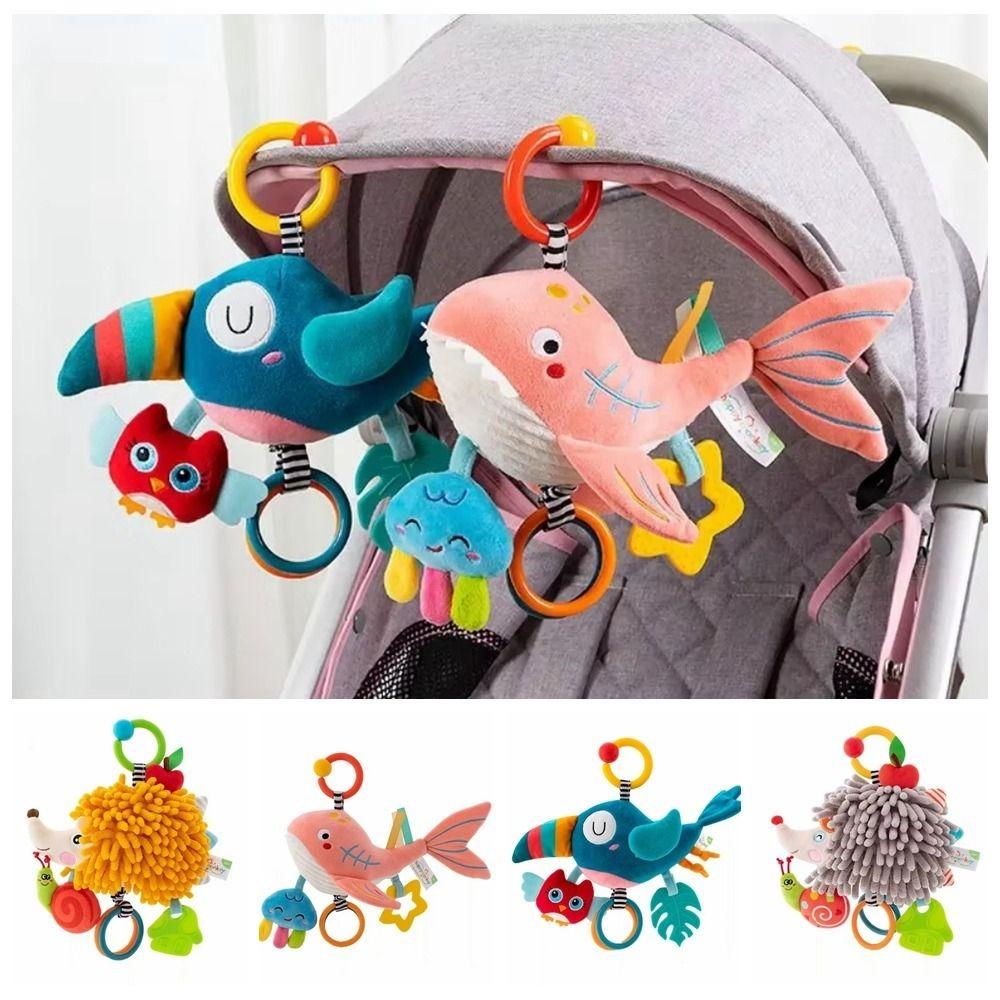 Plush Infant Soft Plush Toy Removable Kids Stuffed Animal Toys Baby Crib Bell Toys for 0-12 Months