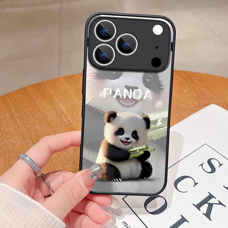 Милый 3D рельефный чехол для телефона с рисунком панды для iPhone 17 Pro Max Funda iPhone 16 Pro Max 13 15 14 17 Air 16e Матовая задняя крышка Coque