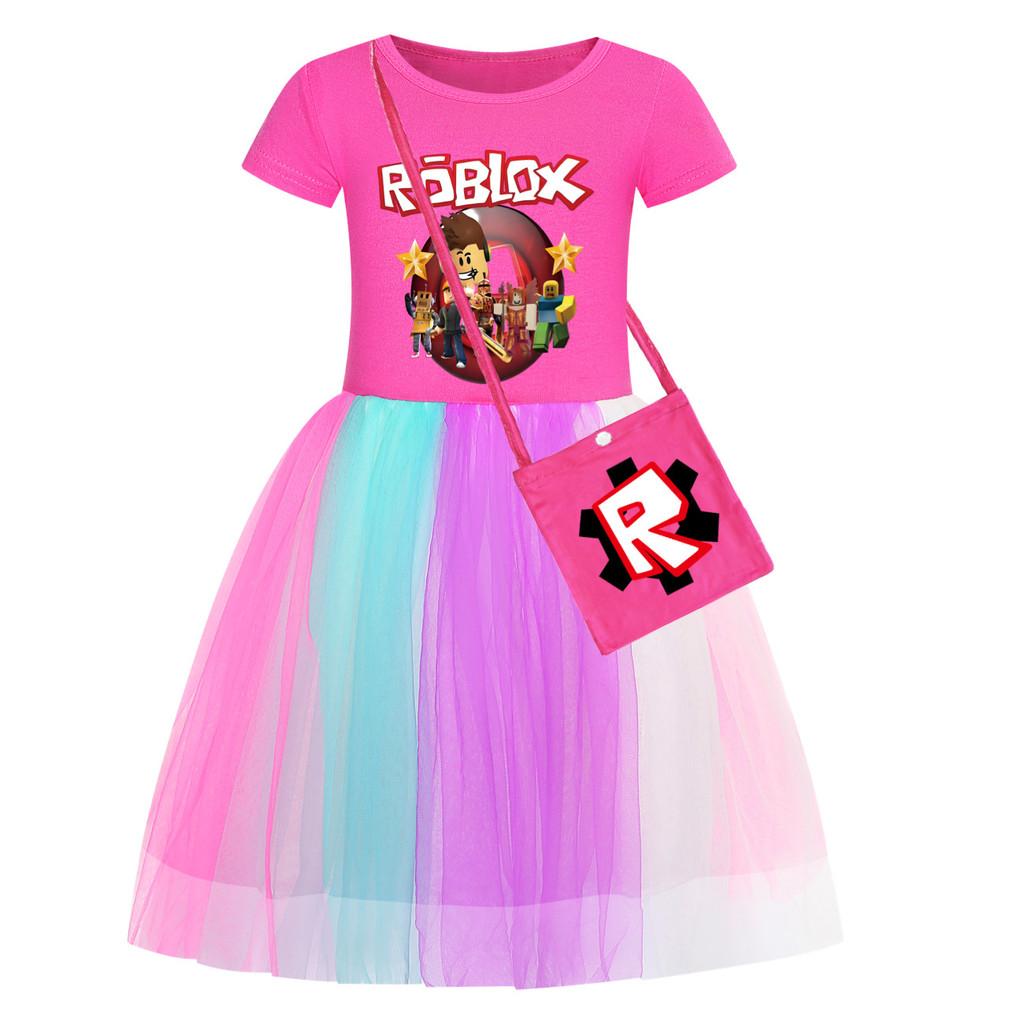 Звездное радужное кружевное платье Roblox для девочек из хлопковой ткани для игр летом и весной