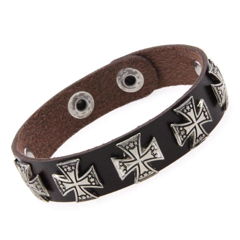Hipster Hipster Female Personality Vintage Alloy Cross Hip Hop Bracelet Punk Stainless Steel Snap Bracelet