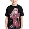Аниме Darling in The Franxx Зеро Ту 002 Подростковая Футболка Модная Черная Футболка с 3D Печатью Круглый Вырез Детская С Коротким Рукавом