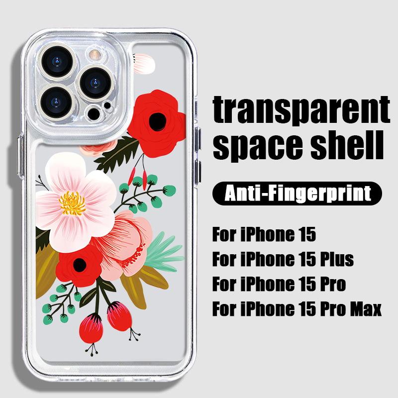 Прозрачный чехол с цветочным принтом для iPhone 16 15 14 11 Pro Max 13 12 Mini 15 14 Plus XR Xs Max 7 8, защита объектива, ударопрочный цветной силиконовый чехол
