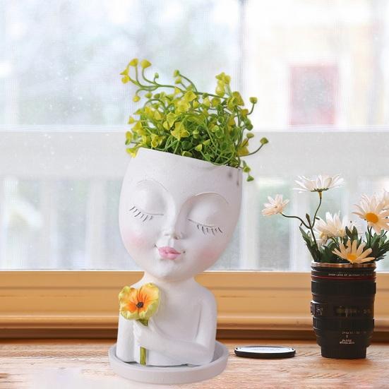 Творческий цветочный горшок из смолы, стабильное основание, устойчивый к коррозии, декоративный