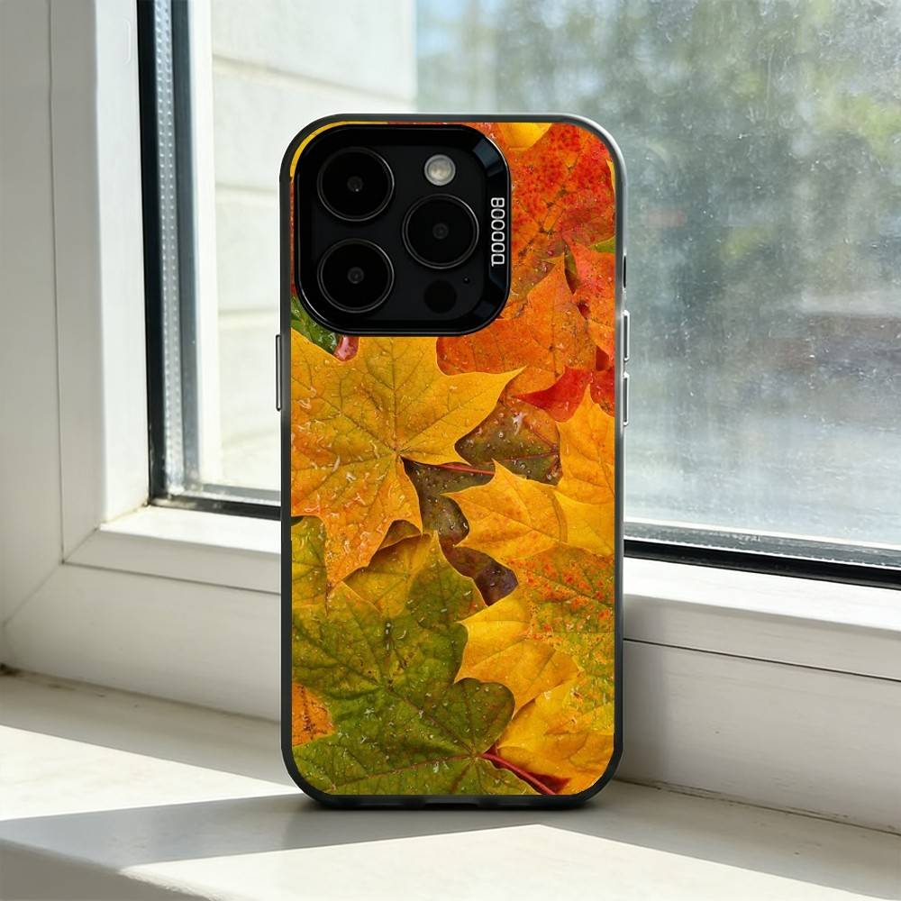 Красочный чехол для телефона с L-листьями для iPhone 17, 16, 15, 14, 13, 12, 11 Plus, Pro Max, XS, Красочный серебристый чехол для телефона Funda Cover