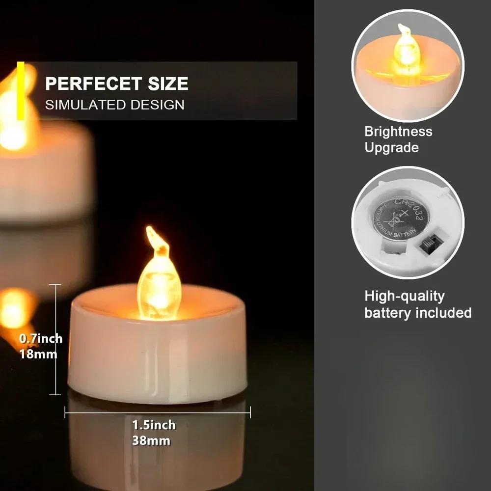12/24Pc Flameless Flickering LED Tea Light Candles Battery Operated Warm Yellow Electronic Tealight For Aniversary Wedding Decor