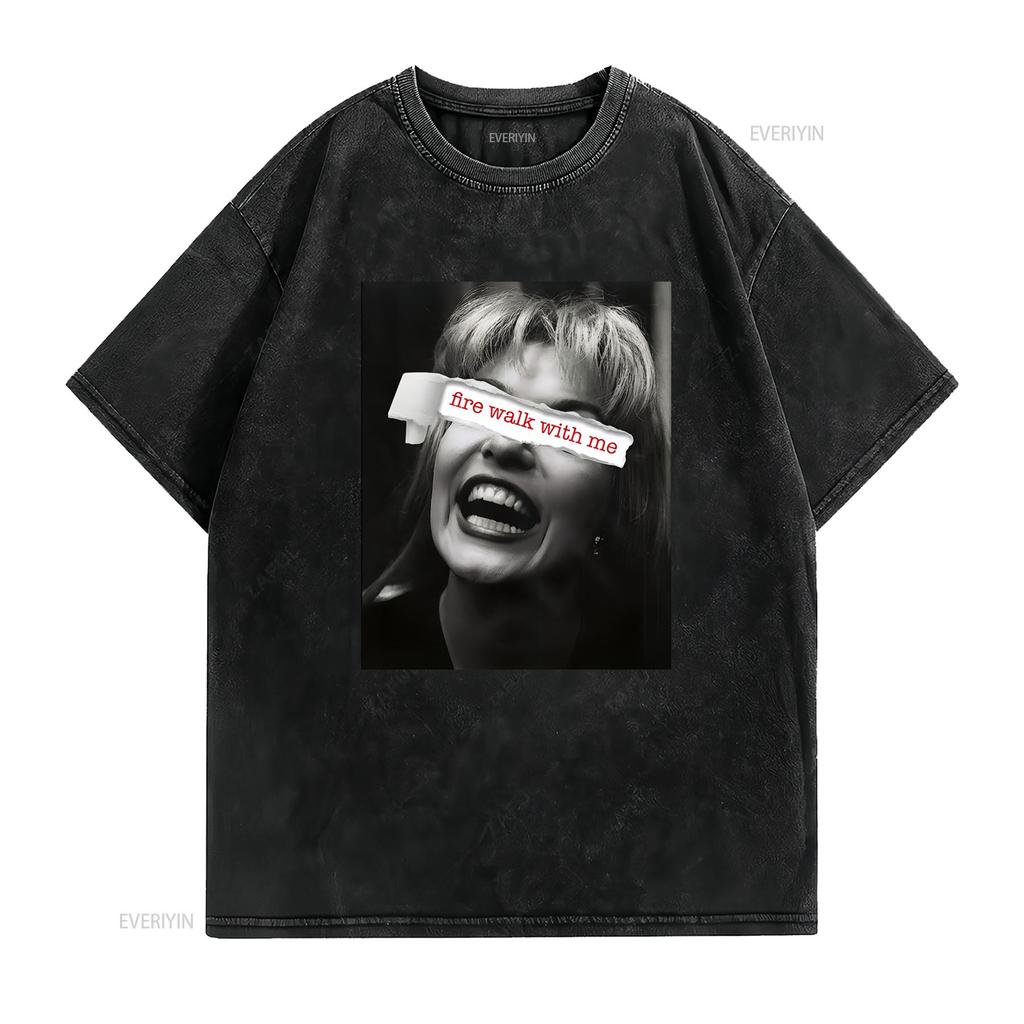 Fire walk with me SweaT T Shirt Twin Peaks Laura Palmer vintage Washed streetwear Stretched fashion Versatile homme graphic