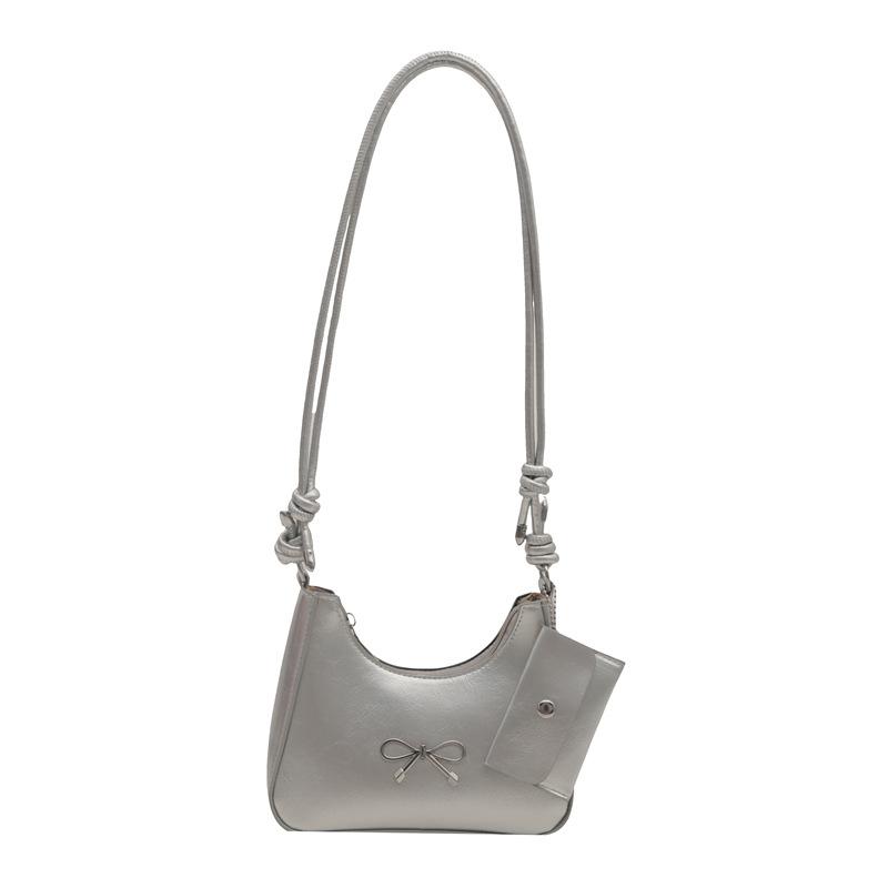 Сумка-мешок с бантом подмышкой женская 2024 новая простая сумка-ведро для поездок на работу высококачественная фактурная сумка-мессенджер через плечо tide