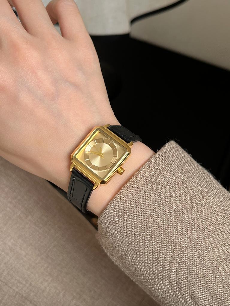Ladies Watch Square Fashion 25mm Small Dial Brown Leather Waterproof Women's Watch Minimalist Clock With Dresses